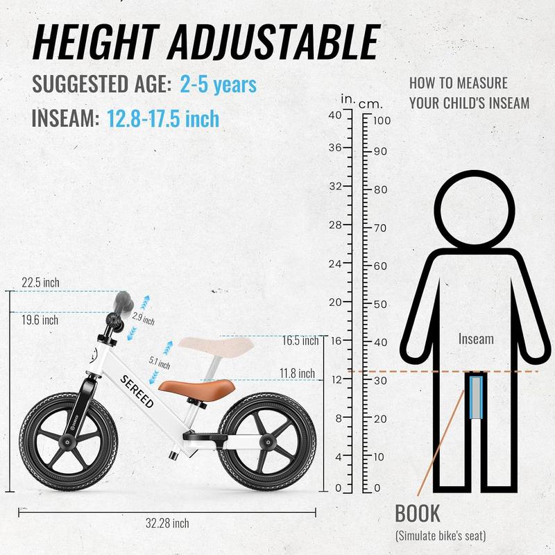 New Year's Gift – Upgraded SEREED Toddler Balance Bike for Boys and Girls Ages 2-5, No-Pedal Kids Bicycle Toy, Tool-Free Adjustment, Customizable Plate with Stickers, Birthday Gift Idea-TiktokshopHolidayHaul