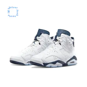 White Leather Upper High-Top Retro Basketball Shoes with Midnight Navy Accents