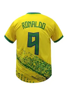 Men's BRAZIL Embroidery Athletic Soccer Jersey, Comfortable Soccer Tee, Sports Top, Casual Training & Everyday Wear, Athletic Tops