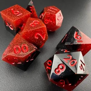Crimson Reckoning – Resin Polyhedral DnD Dice Set (7pcs) for Dungeons & Dragons, Pathfinder, TTRPG, Ideal Gift for DnD Players