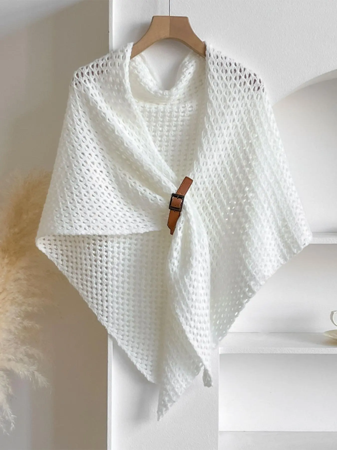 Women's Solid Color Knitted Scarf, Casual Versatile Boho Style Shawl for Women, Fashion Shawl Wrap, Fashion Accessories for Daily Wear, Trendy All-match & Exquisite Scarf for Birthday Gift, Casual Soft Shawl
