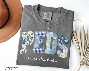 Comfort Colors Pediatric Nurse Floral Shirt, Peds Faux Patchwork Tee, PICU Nurse Gift, Pediatric Nursing Team Tee, Gift For Pediatric Nurse