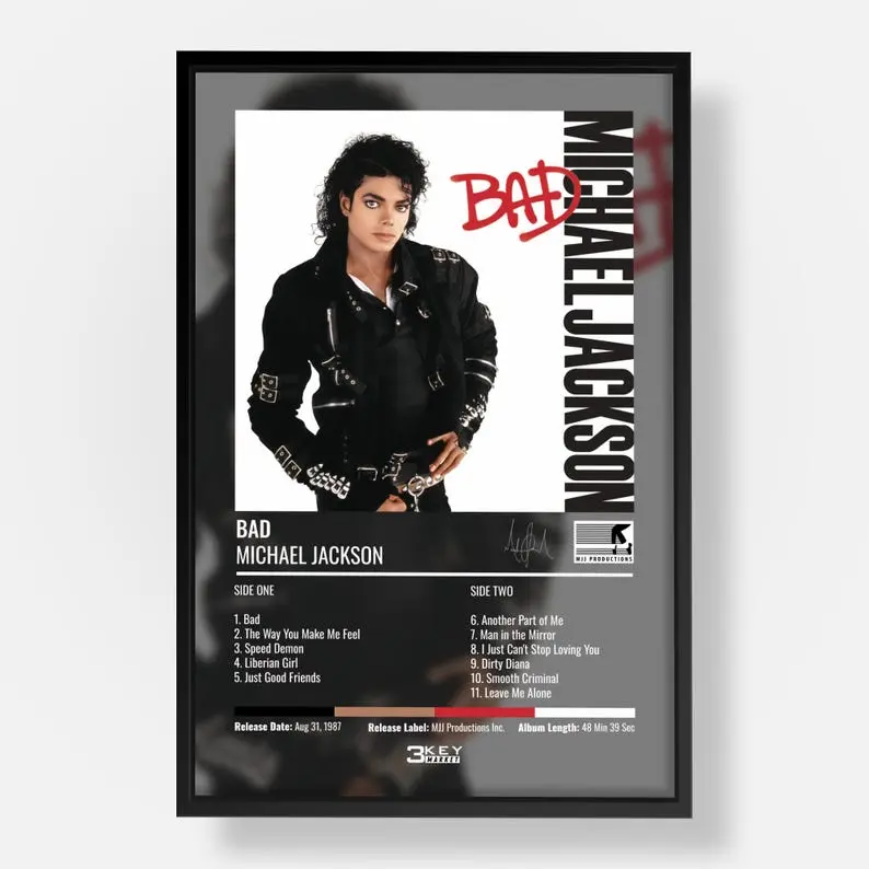 Michael Jackson Bad Album Poster – R&B Wall Art • Music Poster Print • Home Music Decor (Frame Not Included)