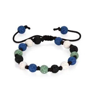 OIDEA Colorful Volcanic Lava Stone Essential Oil Diffuser Bracelet — Adjustable Sliding Multi-Color Bead Bangle for Men Women, Boho Friendship Gift