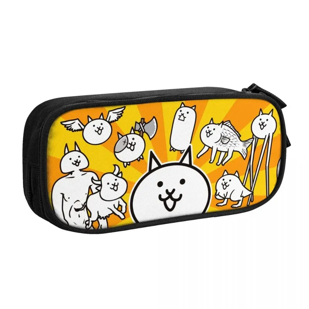 Cartoon Game Pencil Cases The Battle Cats Pencilcases Pen Box for Mens Womens Teens Large Storage Pencil Bags Students School Stationery
