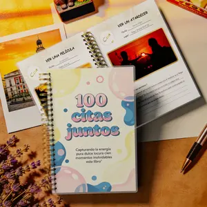 Our Romantic Record Book - A Guided A5 Spiral Notebook for Couples to Document 100 Dates, with Photo Areas and Writing Prompts to Create a Beautiful Keepsake (Spanish Version)