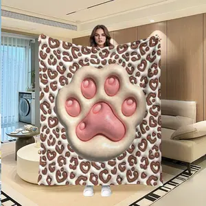 Soft Plush Cat Paw Blanket, Luxurious Warm Multifunctional Throw for Sofa Bed Car Office Camping, All-Season Gift Travel Blanket