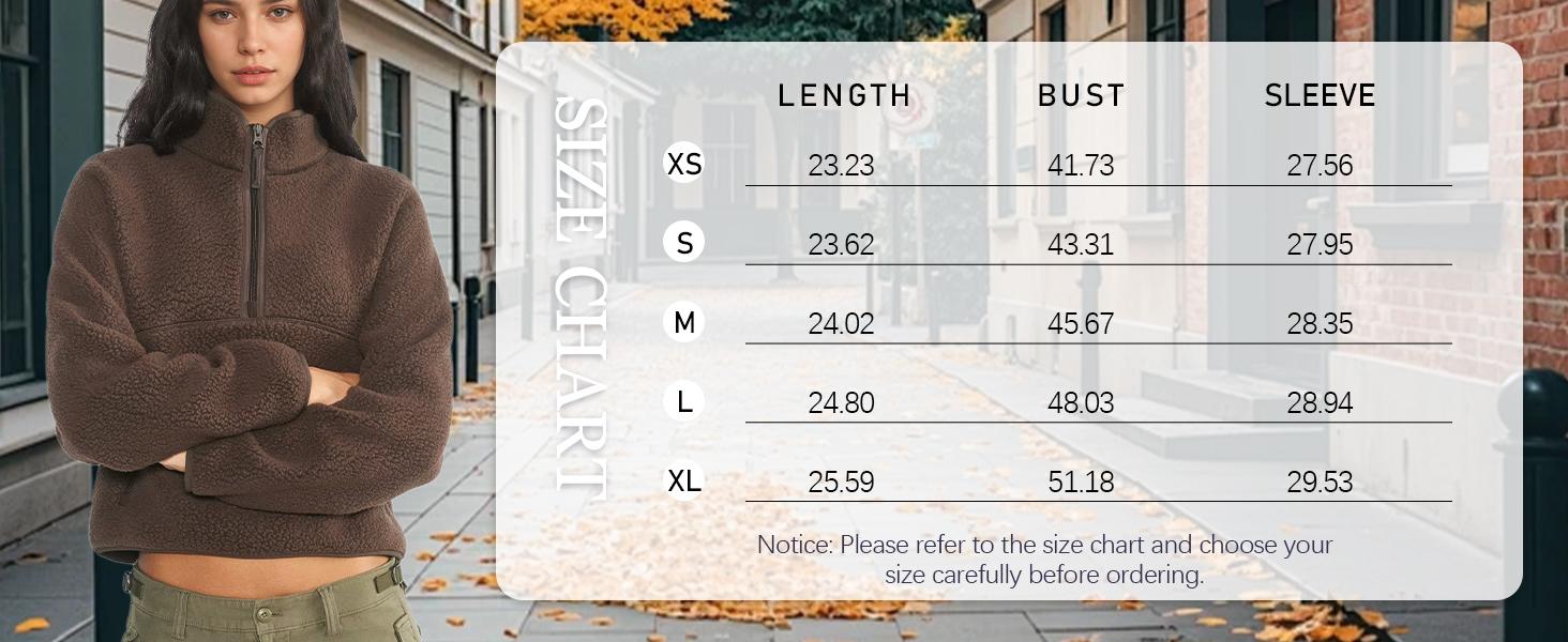 Songling Womens Fleece Sweatshirts Cropped Half Zip Fuzzy Warm Sherpa Pullover Varsity Jackets with Zipper Pockets Fit Casual Breathable Fashion Loose Light Coats Songling Womens Fleece Sweatshirts Cropped Half Zip Fuzzy Warm Sherpa Pullover Varsity Jackets with Zipper Pockets Fit Casual Breathable Fashion Loose Light Coats