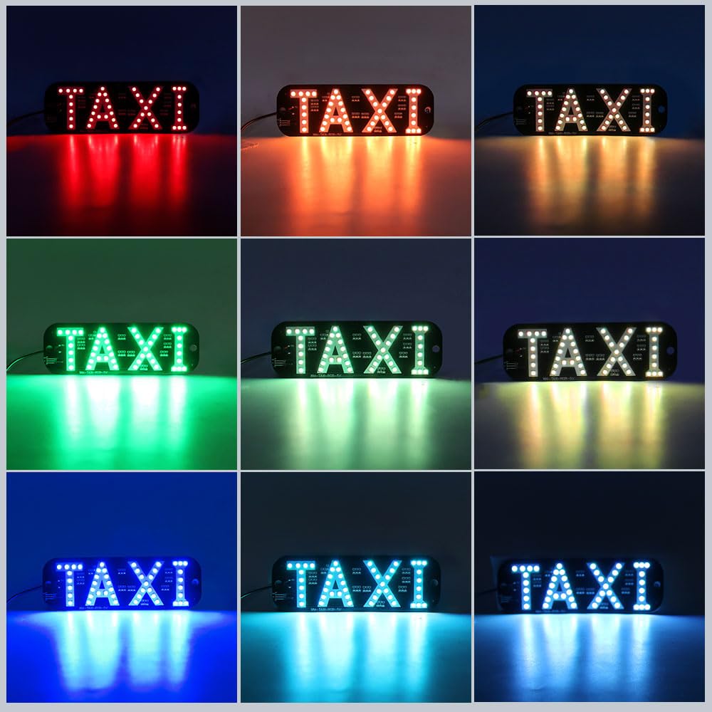 1set RGB LED Sign Decor,Colorful Taxi Flashing Hook on Car Window with USB Inverter Taxi Light (RGB)
