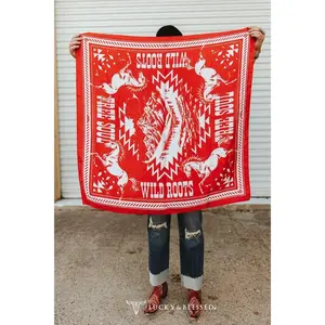 Red Aztec Free Soul Printed Wild Rag