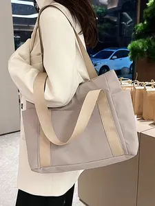 Large Capacity Oxford Tote Bag for Women Water Resistant Shoulder Bag Minimalist  Work Bag and Diaper Bag Versatile Travel Carryall Handbag for Daily Use