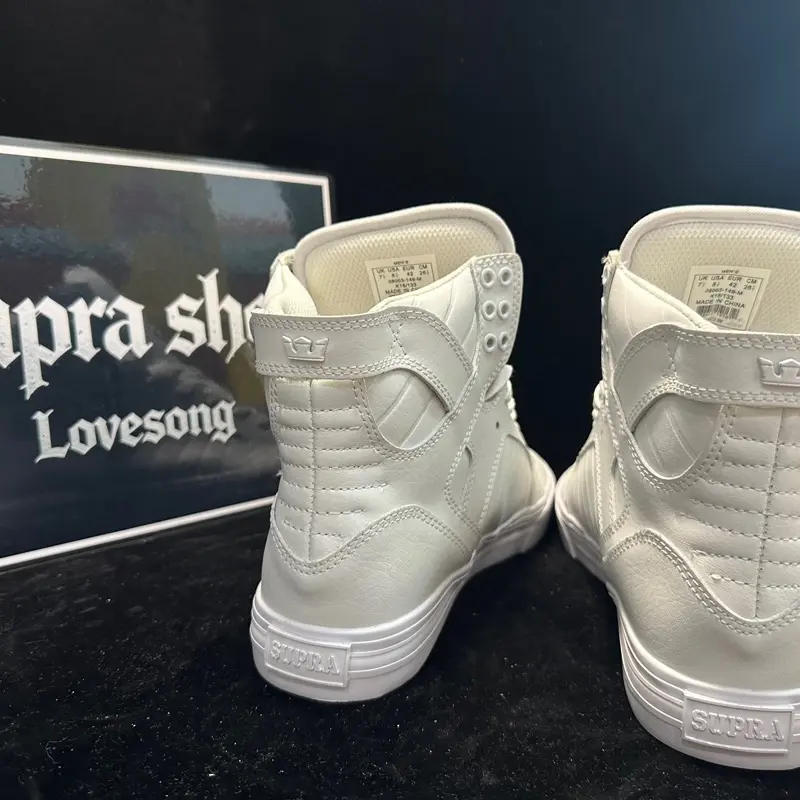 Supra Skytop HF Red White Ruched Leather High Top Sneakers Unisex