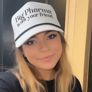 “Big Pharma is not your friend” Adjustable Mesh Trucker Hat with rope and multiple color options