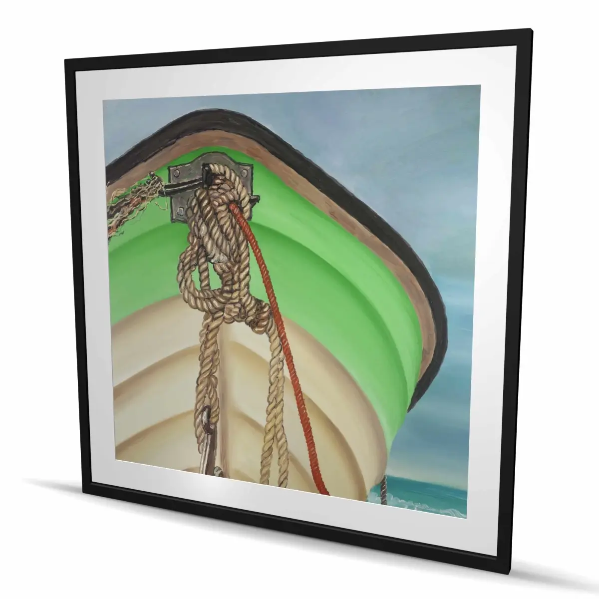 Begin Home Decor C1FM4848UHKFTS 48 x 48 in. Sailing Rowing Boat - Beach Coastal Framed Matted Print Wall Art