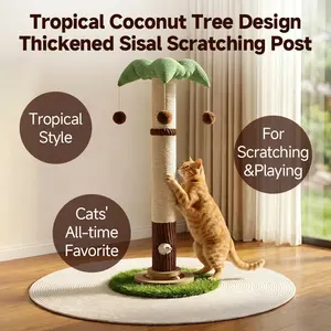 Coconut Tree Cat Climbing Frame, Durable Hemp Cat Scratching Post, Vertical Cat Toy, Non- Shedding, Long-Lasting Cat Furniture