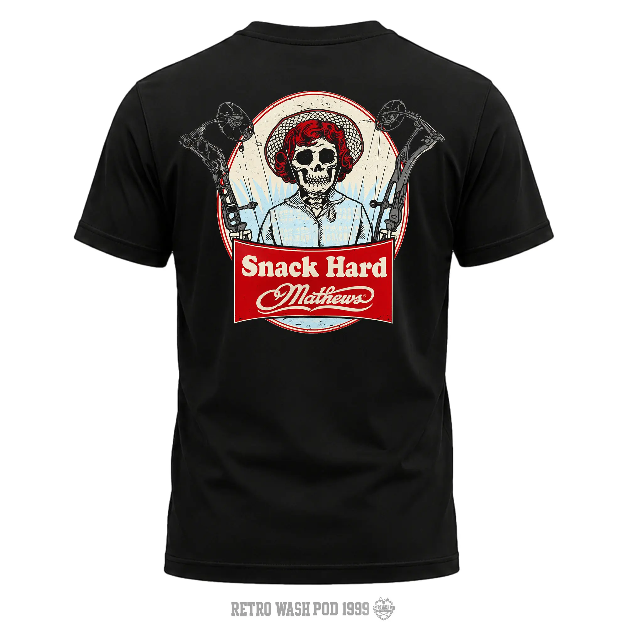 "Snack Hard Hunting Team" Men's Shirt, Hunting T-shirt, Crew Bowhunting Shirt, Deer Skull Archery Tee, Archery Tactical Gear, Unisex Short Sleeve Casual 100%, Outdoor Gift For Men, Made In USA.