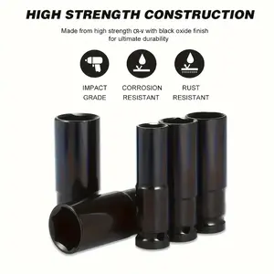 1/2 Inch Drive Hex Socket Set, 10 Piece Finish, Durable 8-32mm Sockets, Professional Tool Kit for Home & Car Use