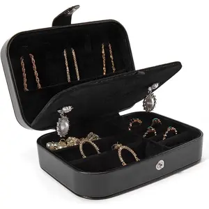 Jewelry Box, PU Leather Small Portable Travel Case, 2 Layers Organizer Display Storage Holder Boxes for Rings, Earrings, Necklaces, Bracelets