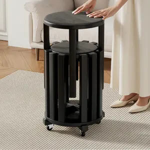 100% solid wood stackable stools set of 4, wooden stools, 18-inch stools, stacking stools, nesting tables, sturdy and durable, no installation required, top stackable round side table