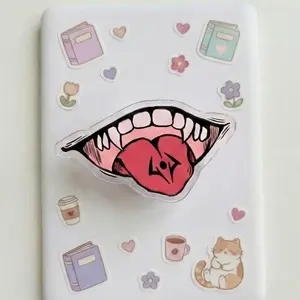 Magnetic Phone Grip JJK King of Curses Mouth Kindleholder – Scary Anime Fangs & Tongue Graphic, Japanese Manga Villain Aesthetic, Magneticphonegrips for Boys, Halloween Gift