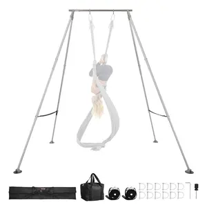 VEVOR Yoga Stand Frame, Max 440.9 lbs Load Swing Stand, Triangular Structure Aerial Rig, Aerial Silk Stands with EVA Foam 6.6-yard Yoga Hammock, 4-Level Horizontal 6-Level Vertical AdjustmentVEVOR Super Brand Day