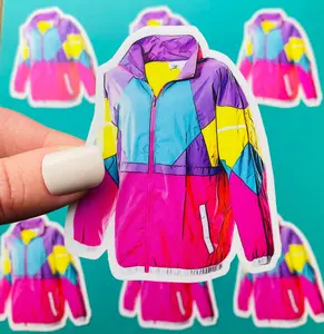 90s Windbreaker Sticker 1990 Fashion - Sticker for Nineties Stickers, 90s Stickers 90s Aesthetic 90s Jacket - 90s Party Favor