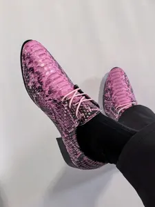 Men's Oxford Style Derby Shoes, Casual & Formal, Snake Skin Pattern, Comfortable Fashion Footwear for Office, Weddings, Daily Wear