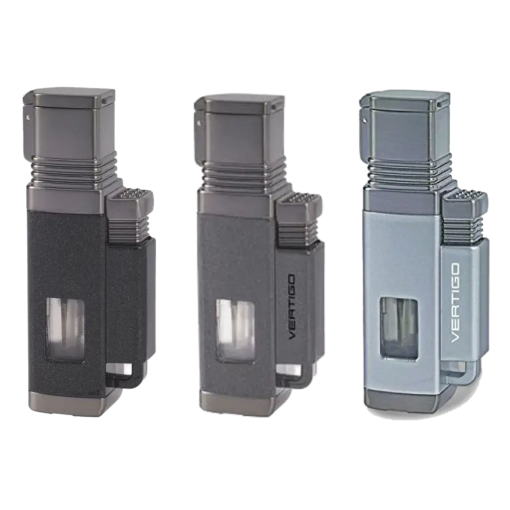 Vertigo Churchill Quadruple Torch Lighter with Four Wind-Resistant Flames, Fuel Viewing Window, and Large Fuel Tank