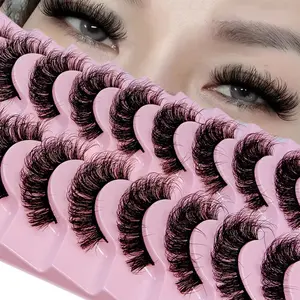 10 Pairs Russian Strip Eyelashes Thick Slender Fluffy False Eyelashes Makeup Daily Thick Eye End Lengthening Messy Lashes Cosmetic