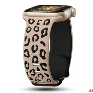 Leopard Engraved Silicone Smart Watch Band - Unisex Wearable Tech Accessories, 38-49mm Universal Flexible Replacement Strap, Soft Breathable Lightweight Waterproof Stylish Accessories, for Daily & Sports Use