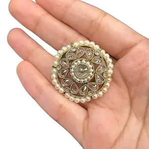 Stunning Statement Adjustable Polki Ring with Central Stone and Decorative Elements