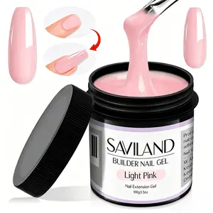 SAVILAND Light Pink Builder Nail Gel, 100g (3.5 oz) – Thick UV Builder Gel for Nail Extensions, Nail Strengthening & Creative Nail Art | Professional Salon & DIY Manicure Gel