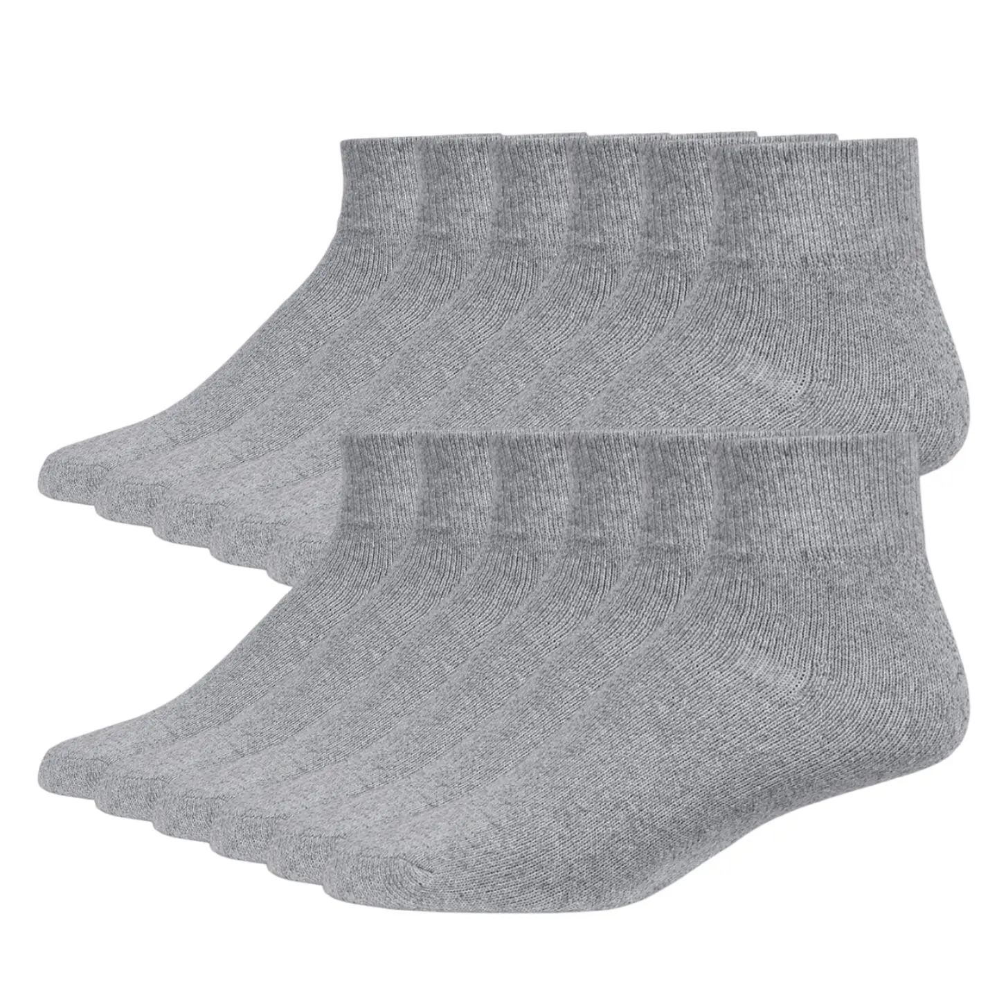 12 Pairs Premium Cotton Quarter Socks Quality Athletic Sport Workout Breathable Elastic Ankle Socks Unisex Compress Running Comfort Cozy Sweat-absorbing Anti-Slip Crew Socks Comfy Solid Soccer Mid Calf Socks Chicano Value Pack