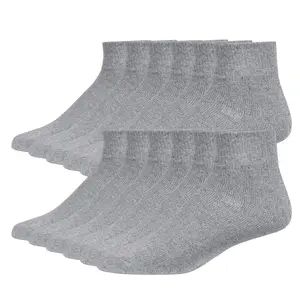 12 Pairs Premium Cotton Quarter Socks Quality Athletic Sport Workout Breathable Elastic Ankle Socks Unisex Compress Running Comfort Cozy Sweat-absorbing Anti-Slip Crew Socks Comfy Solid Soccer Mid Calf Socks Chicano Value Pack