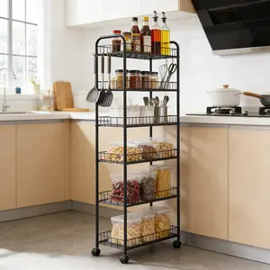 Clearance Sale 6 Tier Slim Rolling Storage Cart, Mobile Shelving Unit with Wheels, Metal Wire Storage Shelving Rack with Baskets for Kitchen Bathroom Office Laundry Narrow Piaces