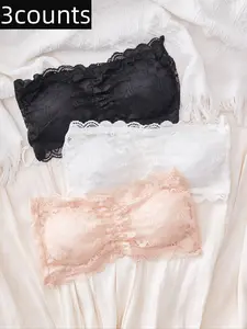 Women's Ditsy Floral Print Lace Bra, Casual Comfy Breathable Wireless Push Up Shapedly Bra, Softness Lingerie for All Seasons