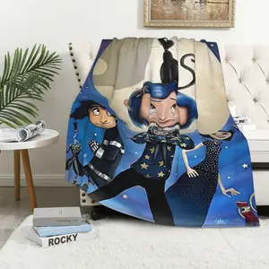C-C-oraline Cartoon Gift Throw Blanket, Lightweight  All-Season Soft Horror movie Flannel Blanket, Best Blanket Gift for Birthday Christmas Halloween Anniversary Valentine's Day, Comfortable Nap Blanket for Sofa, Office, Travel