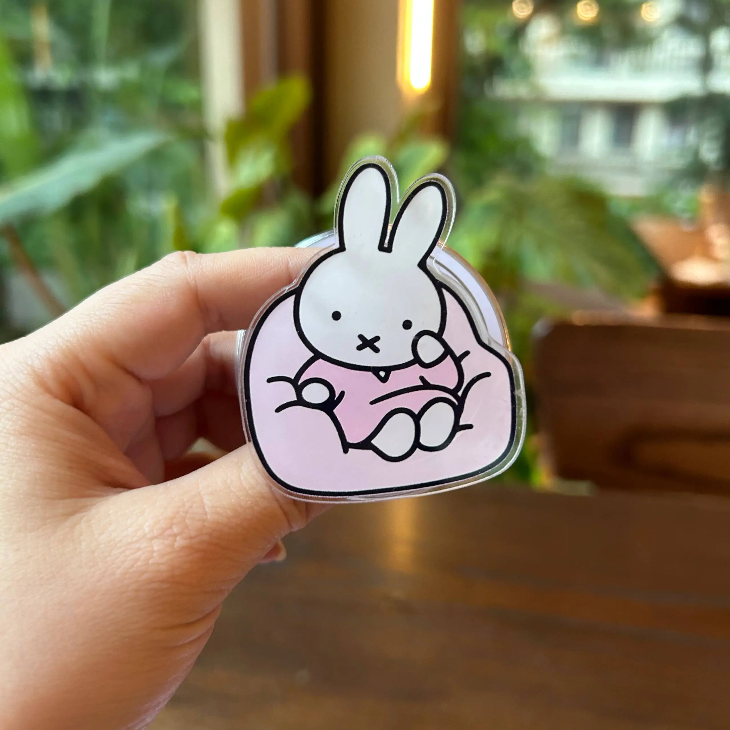Cute Cozy Bunny MagSafe Phone Grip – Pink Lounge Chair Acrylic Magnetic Phone Holder & Kickstand – Kawaii Pastel Phone Accessory