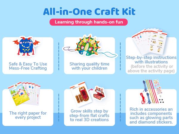 JoyCat Scissor Skills Activity Book, 4 Progressive Levels to Learn Cutting for Kids, 27 Fun Crafts with Child-Safe Scissors, Develop Fine Motor Skills, Ideal Christmas Gift & Arts and Crafts