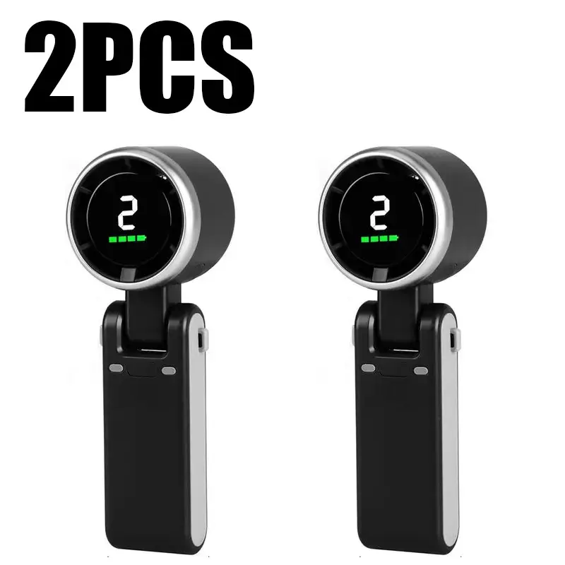 2PCS Portable Hand Fan Adopt Air Turbo Cooling Tech, 5 Speed Wind Control, 4200mAh Built-in Battery, 10H Long Working 3 IN 1 Turbo Fan Outdoor Travel Office #DealsforYouDay #SummerWins