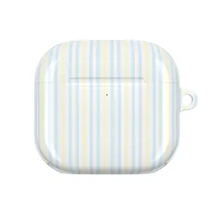 Soft Pastel Striped AirPods Case for AirPods 1 2 3 4, AirPods Pro 1 2 3, Cute Minimal Aesthetic Earbuds Cover, Light Summer Protective Case