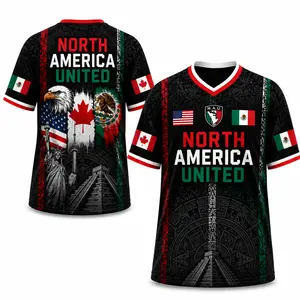 North America United Soccer Jersey – Mexico USA Canada Inspired Football Shirt, Tribal Style Graphic Tee, Unisex Fan Jersey, Streetwear Sports Top