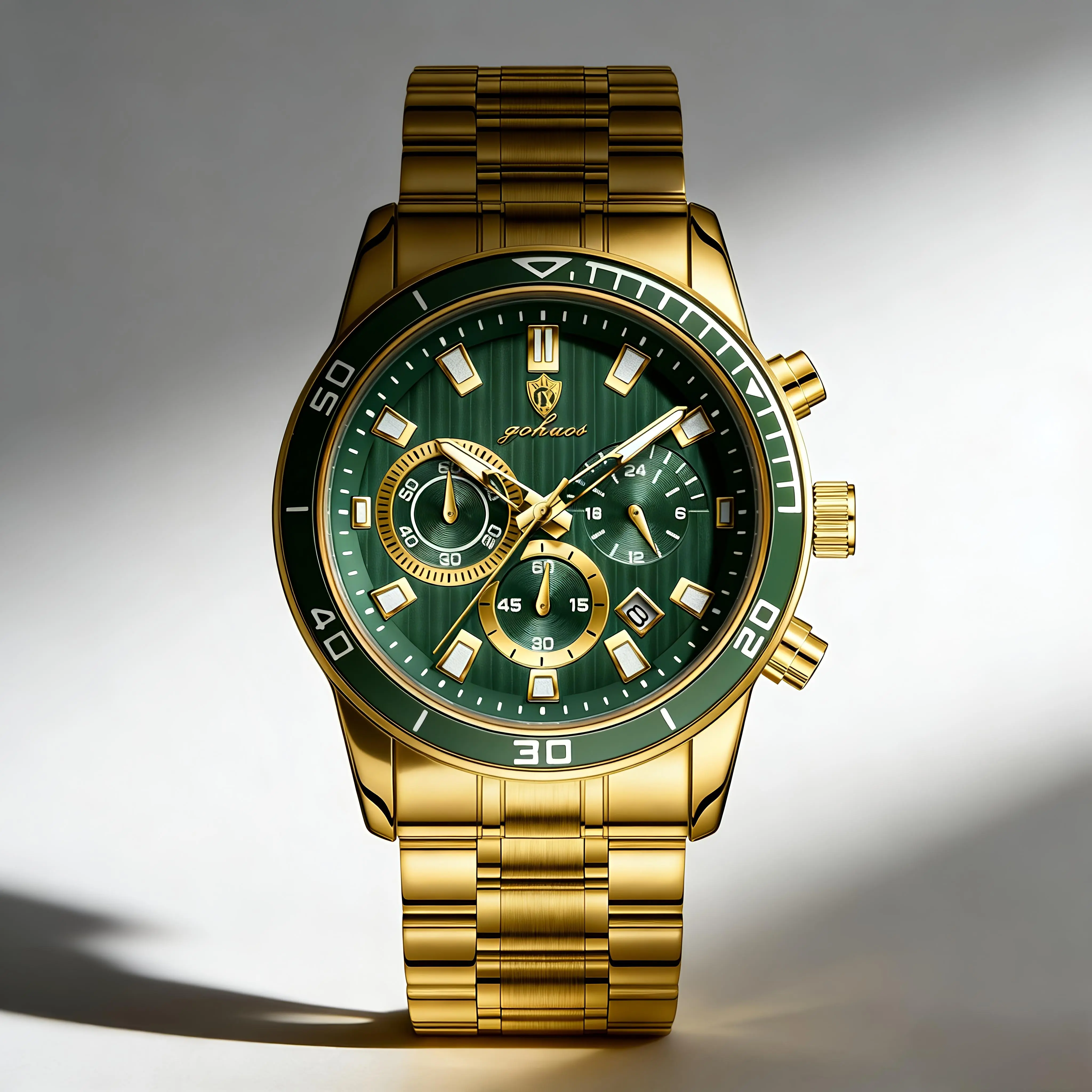 GOHUOS Spring Style Upgrade: Timeless Men’s Watches Men's Quartz Chronograph Business Fashion Watch 44mm Big Dial Luminous 3ATM Waterproof Alloy Case Durable Steel Strap Ideal Anniversary Gift and Birthday Gifts for BF