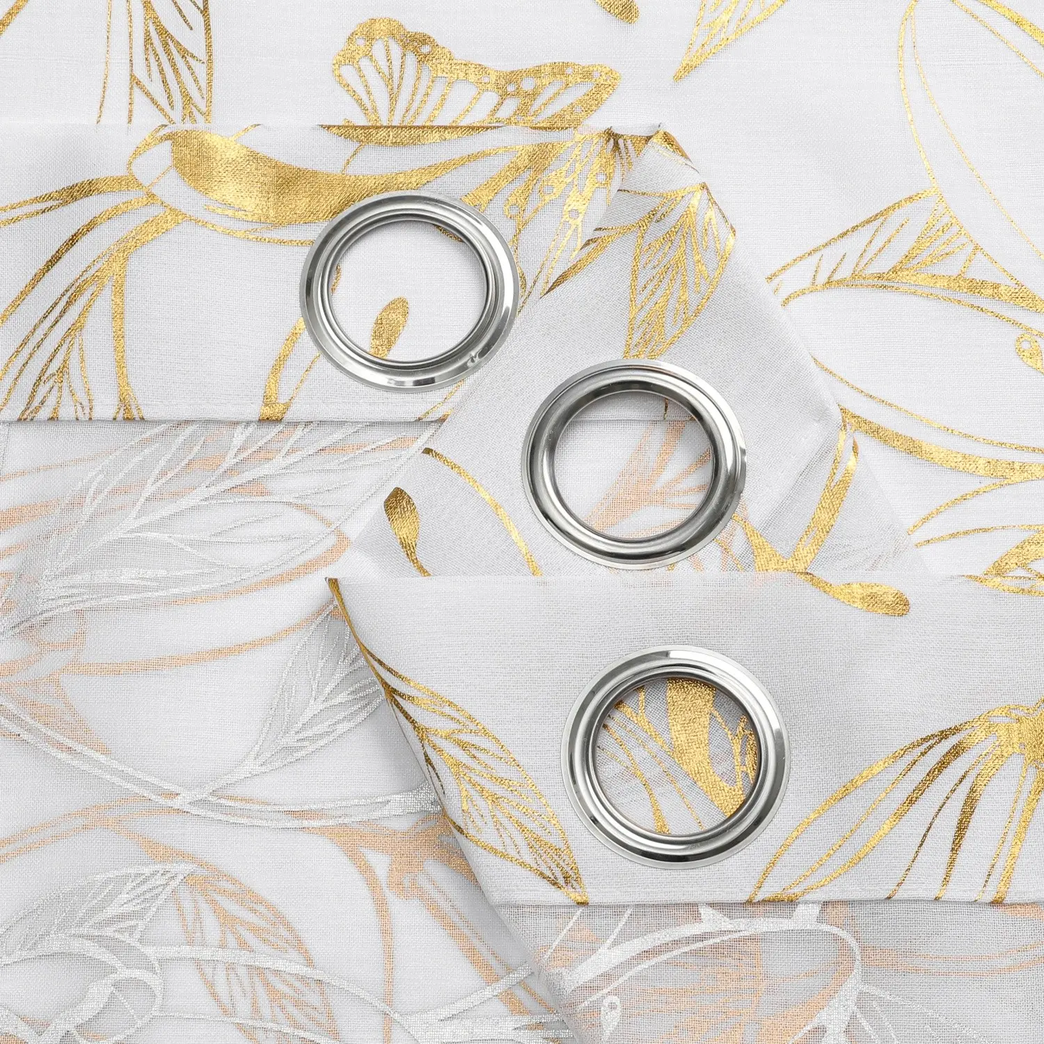 2PCS butterfly gold-foil translucent Bali gauze curtain, Hot-Stamping Spring Festival plant curtains, easy to hang, available in various sizes, suitable for bedroom, living room, Home Decorative Curtain