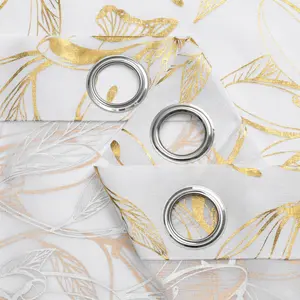 2PCS butterfly gold-foil translucent Bali gauze curtain, semi-transparent curtain, Hot-Stamping Spring Festival plant curtains, easy to hang, available in various sizes, suitable for bedroom curtains, kitchen curtains, living room curtains