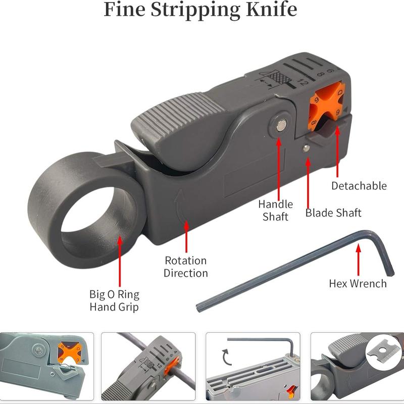 Portable Ethernet Cable Crimping, Rj45 Rj11 Connectors, Cat5 Cat5e Cat6 Testers, Includes 110 Punch Down Tools, Wire Stripping Machine