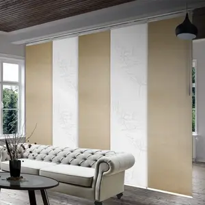 5-Panel Single Rail Panel Track Blind Extendable 58"-110"W x 91.4"H, Panel width 23.5", Lotus, Marisol