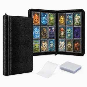 Toploader Card Binder 288 Pockets – 16 Pages PU Leather Zippered Album for Trading Cards, Sports Cards & TCG – Holds Toploaders, Includes 20 Soft Card Sleeves