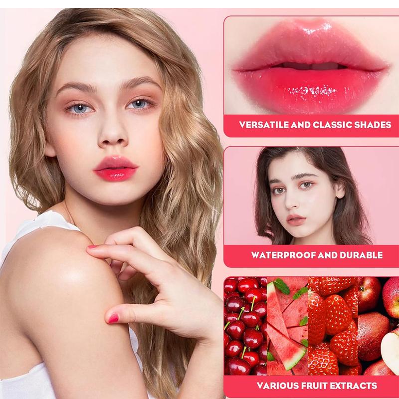 4PCS Lip Tint Stain Set, Mini Moisturizing Water Lipstick, Vivid Color Korean Lip Gloss, Long-Lasting Non-Stick Cup Multi-Use Lip and Cheek Tint