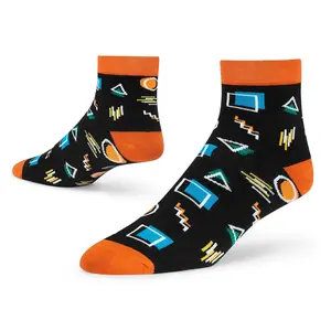 Black & Orange Cotton Ankle Socks: NEON Ankle Length Socks